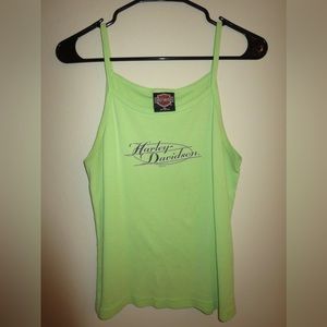 Neon green Harley Davidson tank top